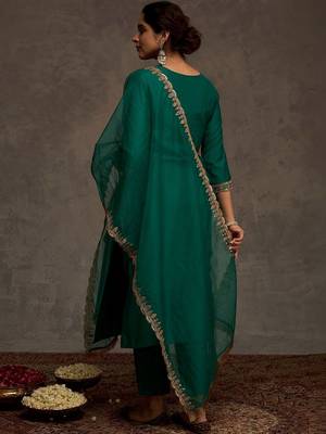 Women Ethnic Motifs Embroidered Regular Liva Kurta with Trousers & With Dupatta 4