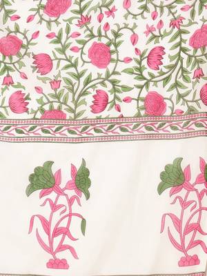 Floral Printed Anarkali Pure Cotton Kurta With Palazzos & Dupatta 5