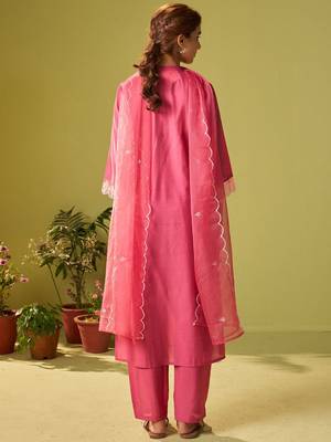 Women Floral Embroidered Kurta with Trousers & Dupatta 4