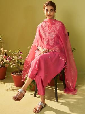 Women Floral Embroidered Kurta with Trousers & Dupatta 5