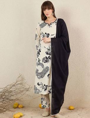 Women Floral Printed Cotton Kurta with Trousers & Dupatta 2
