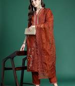 Women Ethnic Motifs Embroidered Regular Sequinned Kurta with Trousers & With Dupatta