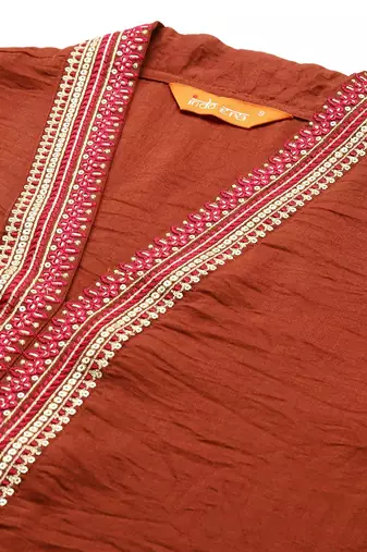 Women Ethnic Motifs Embroidered Regular Sequinned Kurta with Trousers & With Dupatta