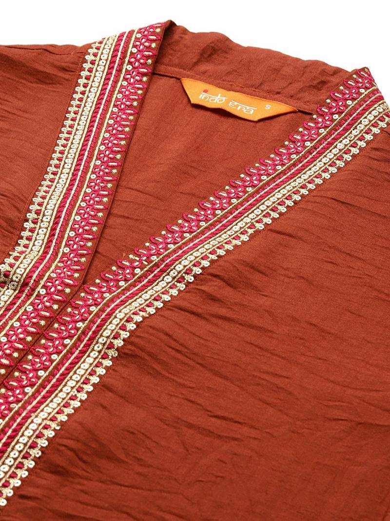Women Ethnic Motifs Embroidered Regular Sequinned Kurta with Trousers & With Dupatta