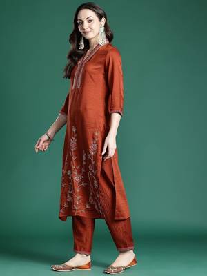 Women Ethnic Motifs Embroidered Regular Sequinned Kurta with Trousers & With Dupatta 6
