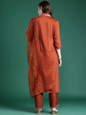 Women Ethnic Motifs Embroidered Regular Sequinned Kurta with Trousers & With Dupatta 7