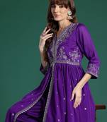 Ethnic Motifs Embroidered Empire Kurta with Trousers