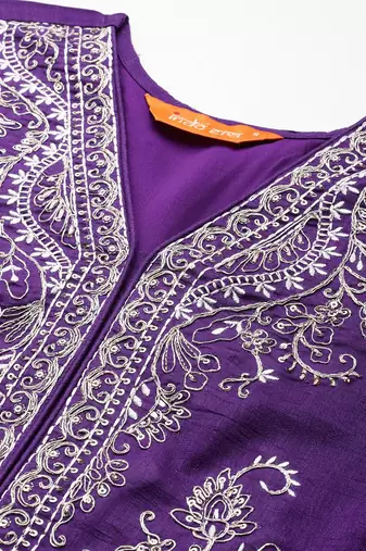 Ethnic Motifs Embroidered Empire Kurta with Trousers