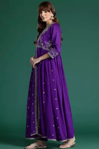 Ethnic Motifs Embroidered Empire Kurta with Trousers