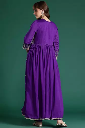 Ethnic Motifs Embroidered Empire Kurta with Trousers