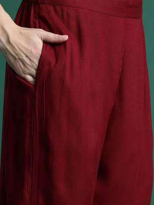 Ethnic Motifs Embroidered Thread Work Kurta With Trousers & Dupatta 3
