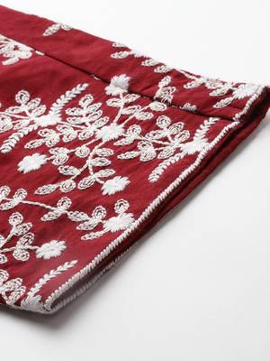 Ethnic Motifs Embroidered Thread Work Kurta With Trousers & Dupatta 8