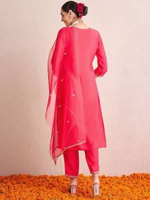Women Embroidered Regular Sequinned Kurta with Trousers & With Dupatta 6