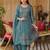 Blue Embroidered Straight Kurta Trousers Dupatta Set