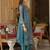 Blue Embroidered Straight Kurta Trousers Dupatta Set