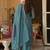 Blue Embroidered Straight Kurta Trousers Dupatta Set