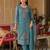 Blue Embroidered Straight Kurta Trousers Dupatta Set