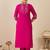Embroidered Mirror Work Straight Kurta With Trousers