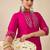 Embroidered Mirror Work Straight Kurta With Trousers