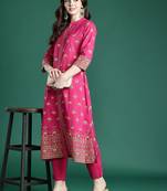 Ethnic Motifs Printed Pure Cotton Kurta with Trousers
