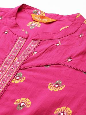 Ethnic Motifs Printed Pure Cotton Kurta with Trousers 2