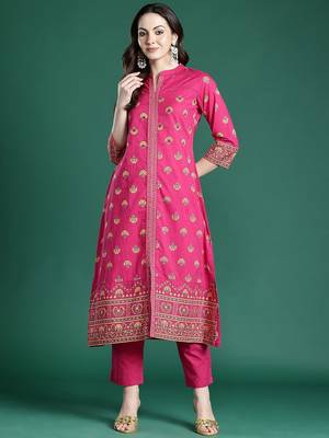 Ethnic Motifs Printed Pure Cotton Kurta with Trousers 4