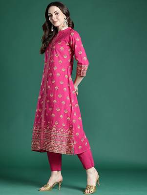 Ethnic Motifs Printed Pure Cotton Kurta with Trousers 5