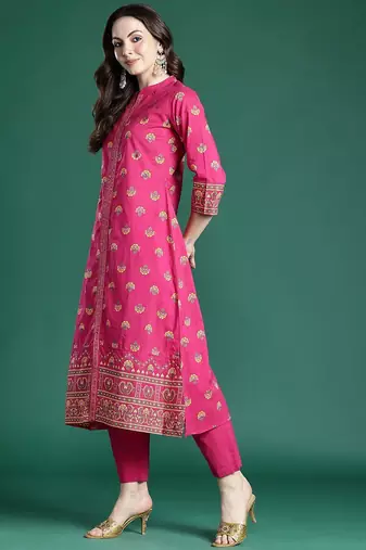 Ethnic Motifs Printed Pure Cotton Kurta with Trousers