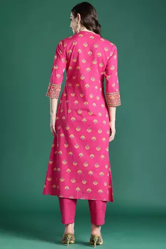 Ethnic Motifs Printed Pure Cotton Kurta with Trousers
