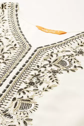 Ethnic Motifs Embroidered Zari Kurta With Trousers & Dupatta
