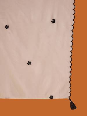 White Floral Embroidered Straight Kurta with Trousers & Dupatta 4