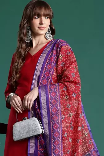 Women Regular Kurta with Trousers & With Dupatta