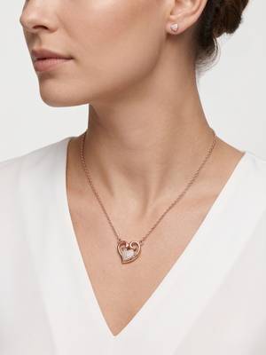 925 Sterling Silver Rose Gold  Heart Pendant Necklace  Set for Women 1