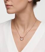 925 Sterling Silver Rose Gold  Heart Pendant Necklace  Set for Women