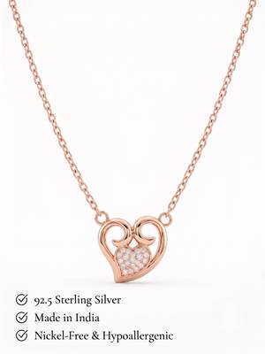 925 Sterling Silver Rose Gold  Heart Pendant Necklace  Set for Women 2