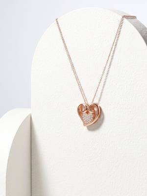 925 Sterling Silver Rose Gold  Heart Pendant Necklace  Set for Women 3