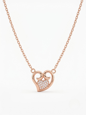 925 Sterling Silver Rose Gold  Heart Pendant Necklace  Set for Women 5
