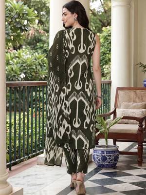 Women Ethnic Motifs Printed Regular Pure Cotton Kurta with Trousers & With Dupatta 4