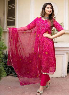 Printed Georgette Fabric Straight Kurta Pant and Dupatta Set 1