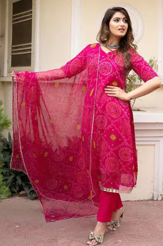 Printed Georgette Fabric Straight Kurta Pant and Dupatta Set