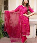 Printed Georgette Fabric Straight Kurta Pant and Dupatta Set