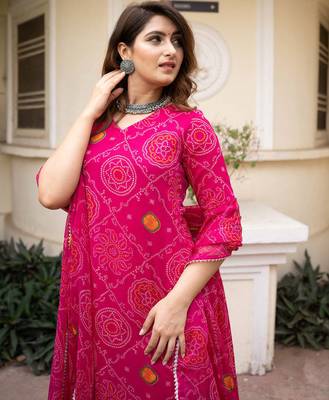 Printed Georgette Fabric Straight Kurta Pant and Dupatta Set 2