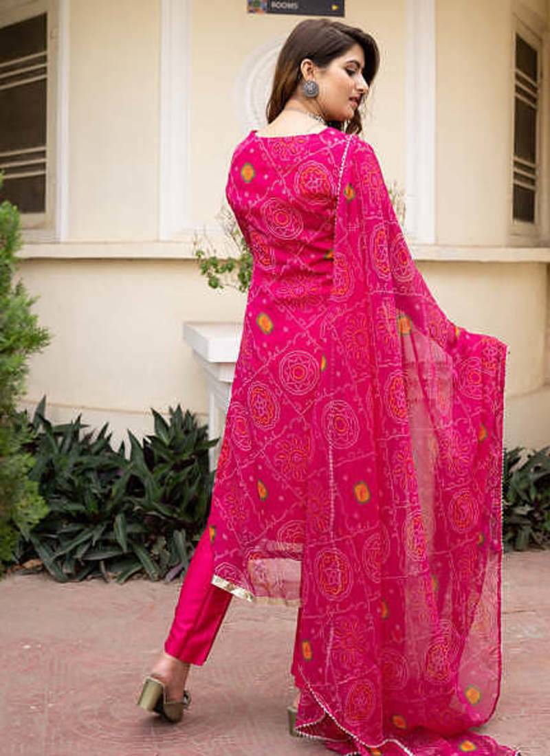 Printed Georgette Fabric Straight Kurta Pant and Dupatta Set