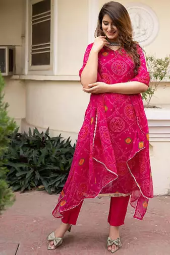 Printed Georgette Fabric Straight Kurta Pant and Dupatta Set