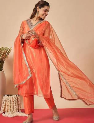 Women Ethnic Motifs Embroidered Regular Kurta with Trousers & With Dupatta 2