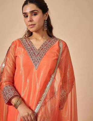 Women Ethnic Motifs Embroidered Regular Kurta with Trousers & With Dupatta 3