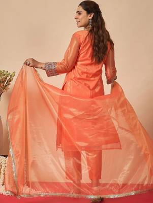 Women Ethnic Motifs Embroidered Regular Kurta with Trousers & With Dupatta 4