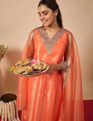 Women Ethnic Motifs Embroidered Regular Kurta with Trousers & With Dupatta 5