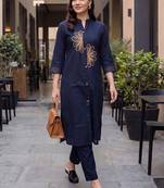 Women Ethnic Motifs Embroidered Regular Thread Work Pure Cotton Kurta with Trousers