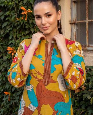 Women Ethnic Motifs Printed Regular Pure Cotton Kurta with Trousers 2